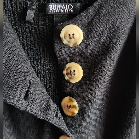 Linen Button front Catina midi dress by Buffalo David Bitton Sz M Black - Picture 8 of 14